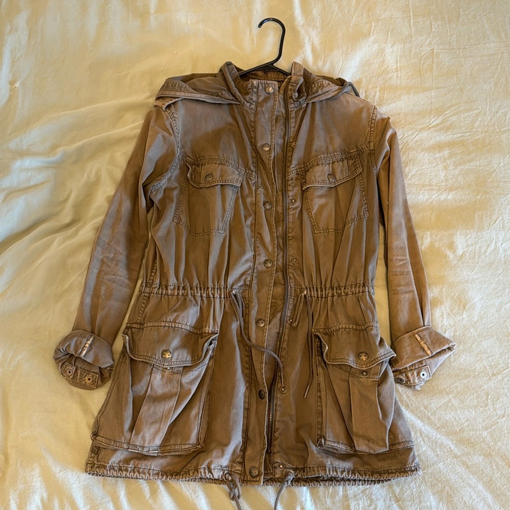 Olive green aritzia mid length coat